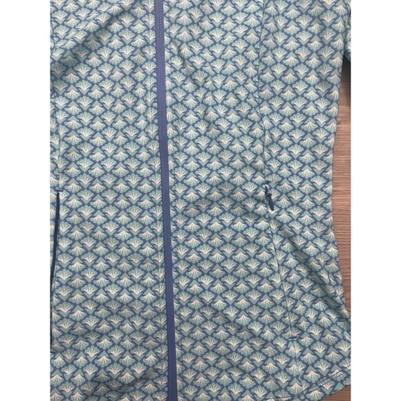Sigrid Olsen Jacket Golf Tennis Blue Zip Shirt Top Size XS Pockets geometric - Picture 2 of 7